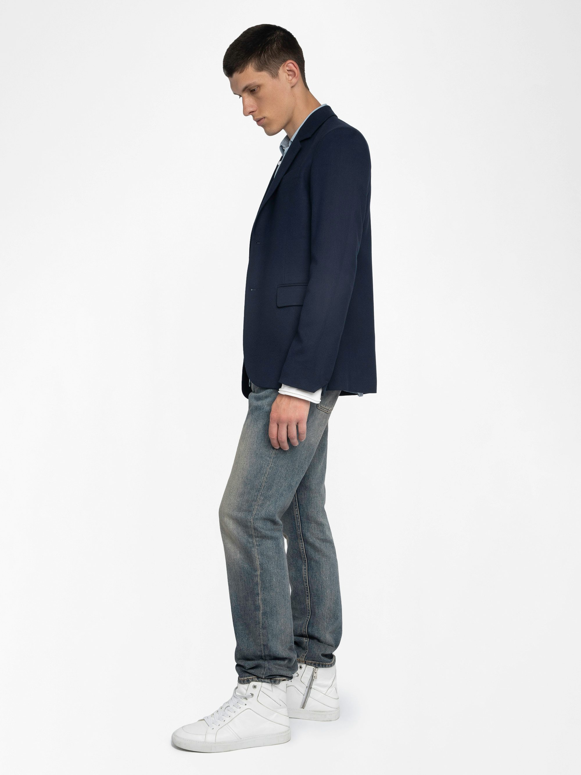 Vanilleh Blazer - Cropped blazer jacket with single-breasted closure.